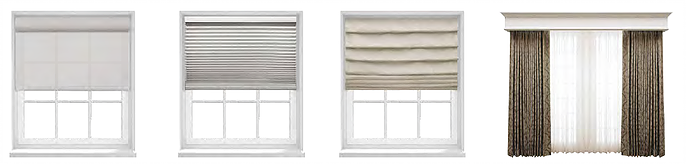 Lutron shades roller Honeycomb Roman drapery